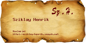 Sziklay Henrik névjegykártya